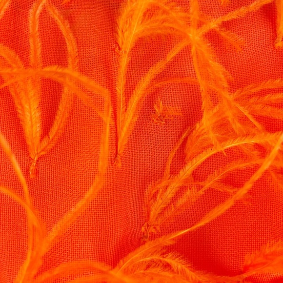 Cult Gaia Shannon Ostrich Feather Silk Mini Dress Orange XS Cocktail Party - Picture 7 of 12